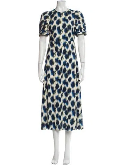 Pre-owned Hunter Floral Print Midi Length Dress In Blue