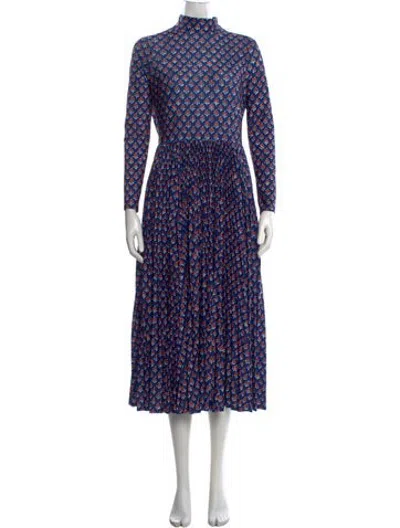 Pre-owned Hunter Floral Print Midi Length Dress In Blue