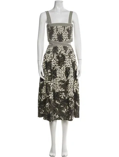 Pre-owned Hunter Floral Print Midi Length Dress In Green