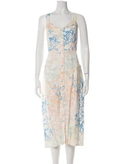 Pre-owned Hunter Floral Print Midi Length Dress In Green