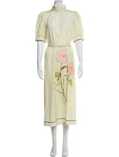 Pre-owned Hunter Floral Print Midi Length Dress In Green