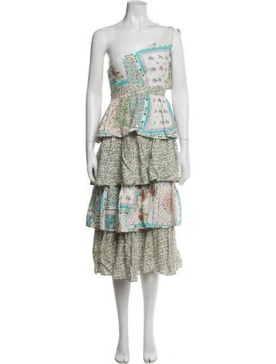 Pre-owned Hunter Floral Print Midi Length Dress In Green