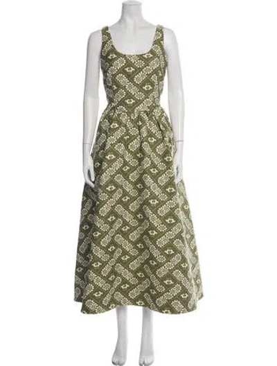 Pre-owned Hunter Floral Print Midi Length Dress In Green