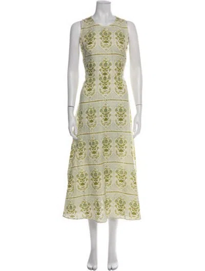 Pre-owned Hunter Floral Print Midi Length Dress In Green