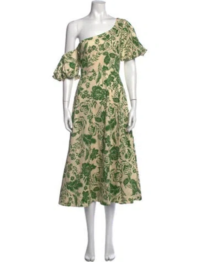 Pre-owned Hunter Floral Print Midi Length Dress In Green/neutrals