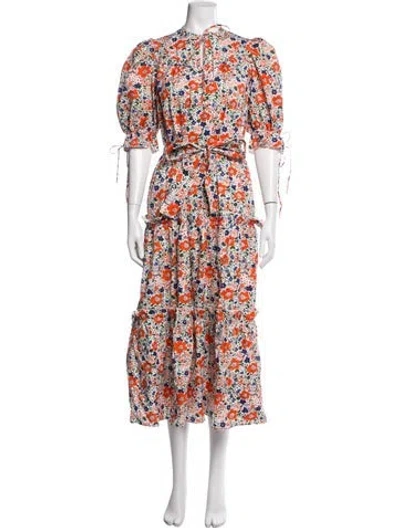Pre-owned Hunter Floral Print Midi Length Dress In Multicolor