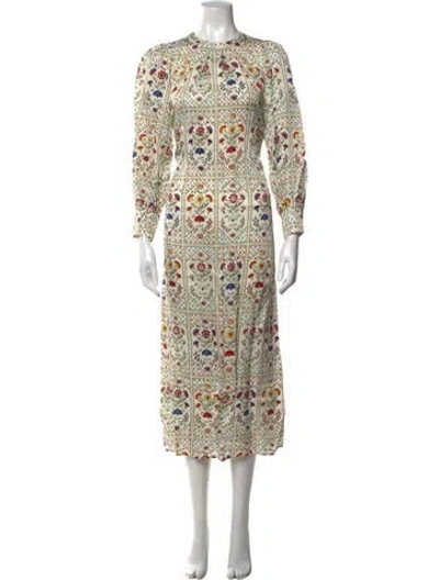 Pre-owned Hunter Floral Print Midi Length Dress In Neutrals
