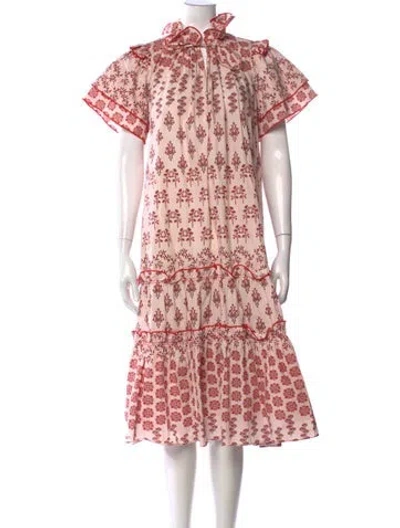 Pre-owned Hunter Floral Print Midi Length Dress In Red