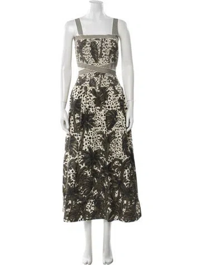 Pre-owned Hunter Floral Print Midi Length Dress W/ Tags In Green