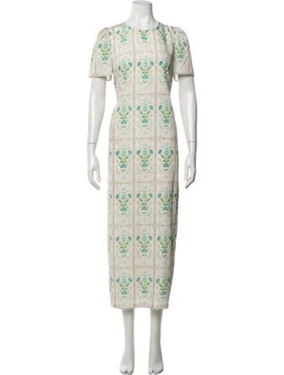 Pre-owned Hunter Floral Print Midi Length Dress W/ Tags In Green