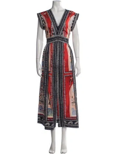Pre-owned Hunter Floral Print Midi Length Dress In White
