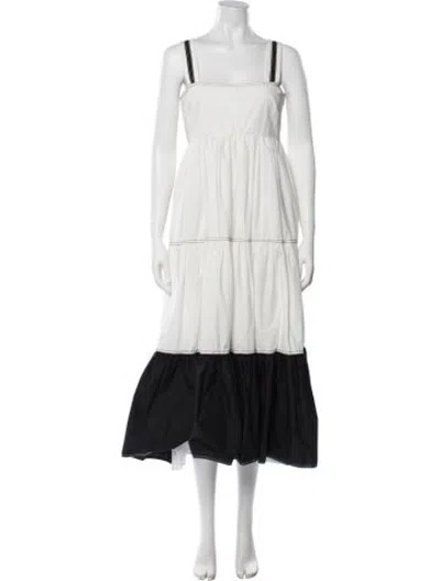 Pre-owned Hunter Floral Print Midi Length Dress In White