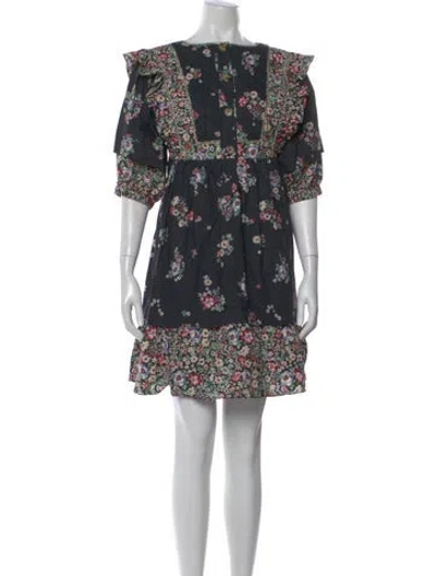 Pre-owned Hunter Floral Print Mini Dress In Black