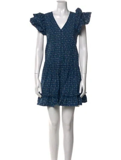 Pre-owned Hunter Floral Print Mini Dress In Blue