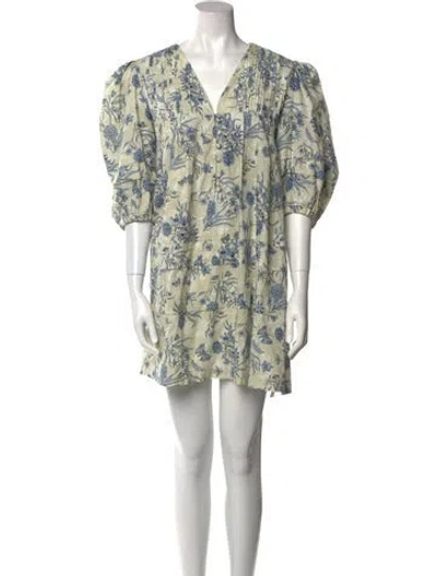 Pre-owned Hunter Floral Print Mini Dress In Blue