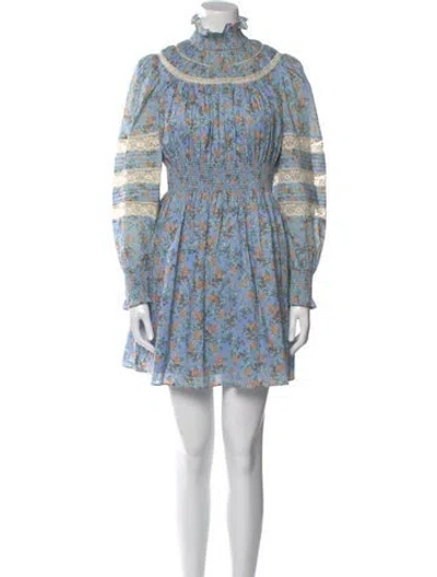 Pre-owned Hunter Floral Print Mini Dress In Blue