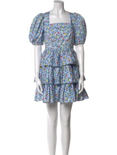 Pre-owned Hunter Floral Print Mini Dress In Blue
