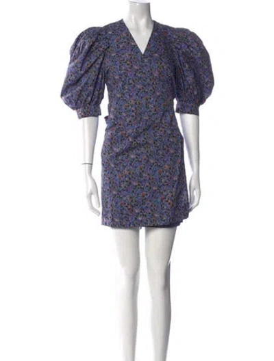 Pre-owned Hunter Floral Print Mini Dress In Blue