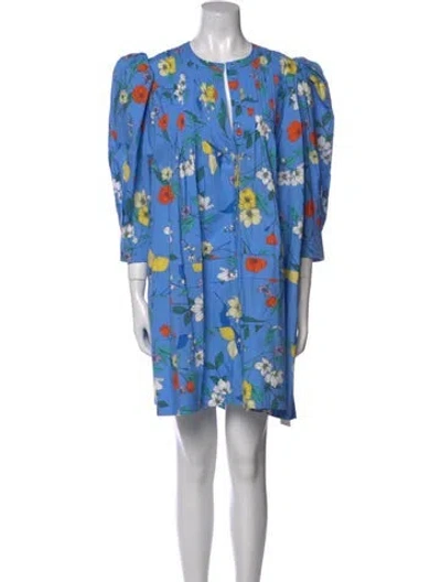 Pre-owned Hunter Floral Print Mini Dress In Blue