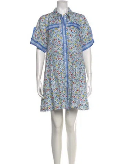 Pre-owned Hunter Floral Print Mini Dress In Blue