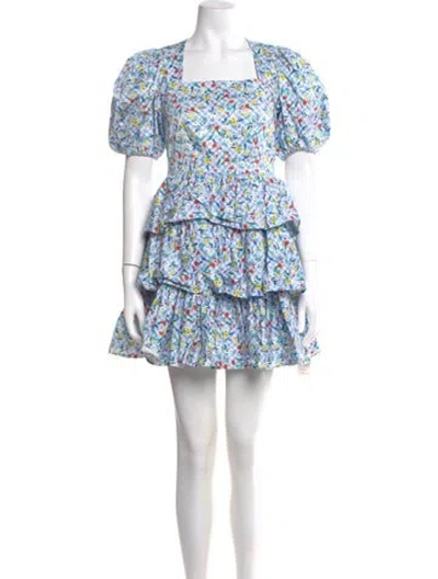 Pre-owned Hunter Floral Print Mini Dress In Blue