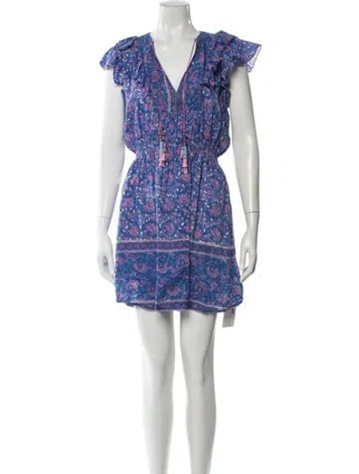 Pre-owned Hunter Floral Print Mini Dress In Blue