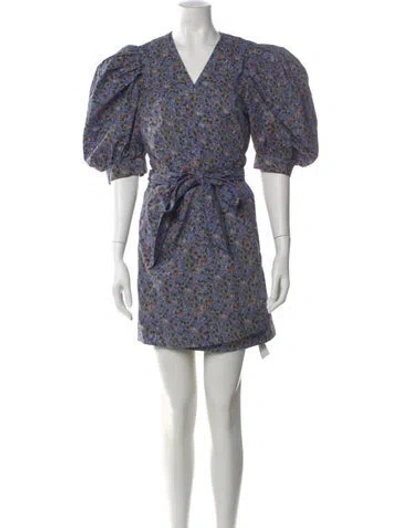 Pre-owned Hunter Floral Print Mini Dress In Blue