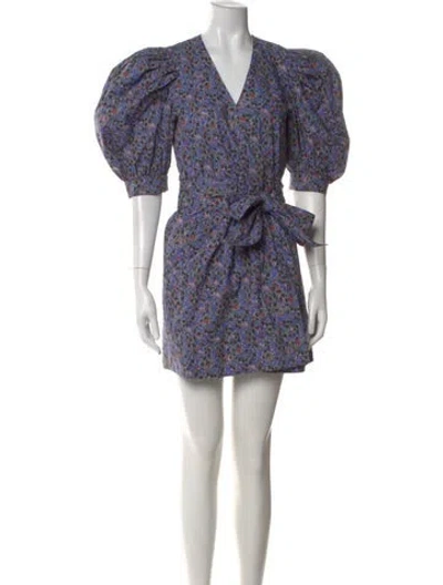 Pre-owned Hunter Floral Print Mini Dress In Blue