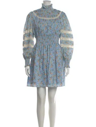 Pre-owned Hunter Floral Print Mini Dress In Blue