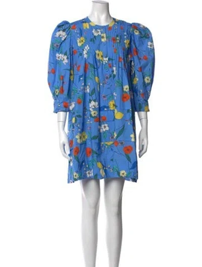 Pre-owned Hunter Floral Print Mini Dress In Blue