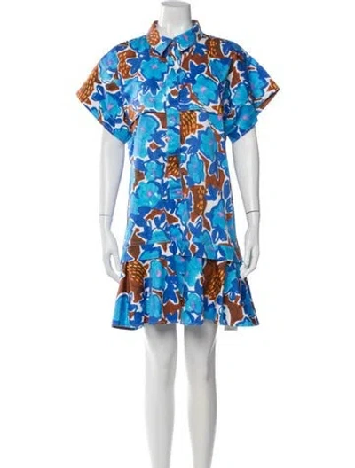 Pre-owned Hunter Floral Print Mini Dress In Blue