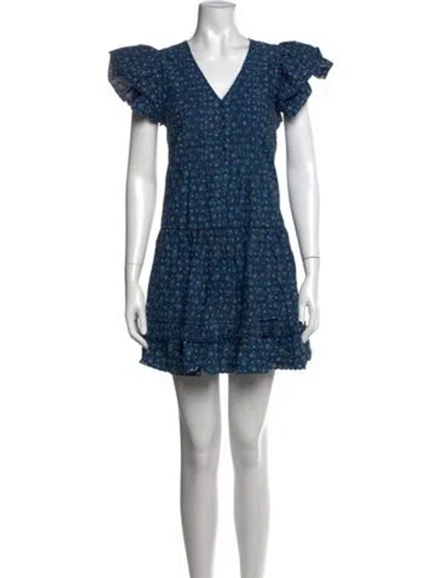 Pre-owned Hunter Floral Print Mini Dress In Blue