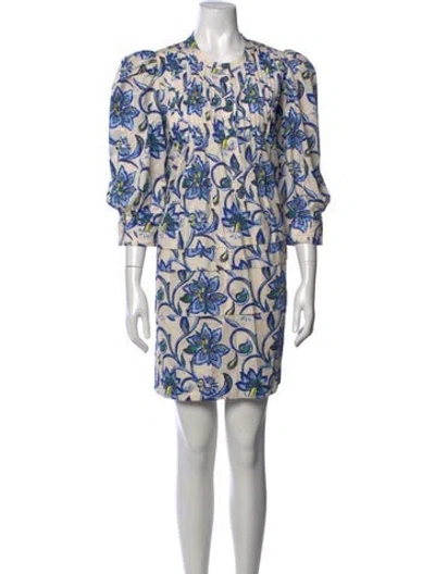 Pre-owned Hunter Floral Print Mini Dress In Blue