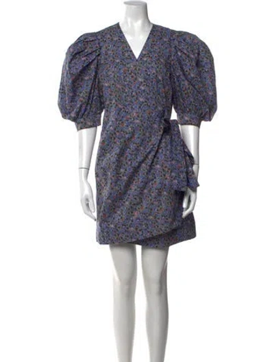 Pre-owned Hunter Floral Print Mini Dress In Blue