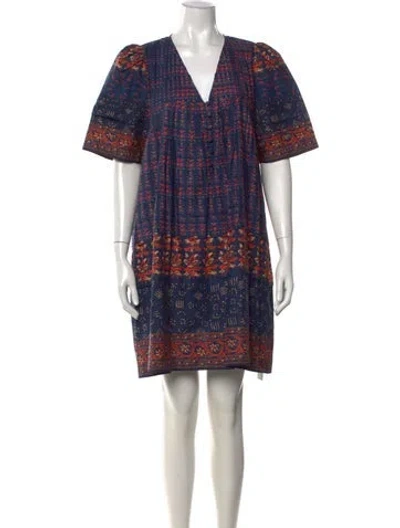 Pre-owned Hunter Floral Print Mini Dress In Blue