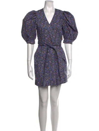 Pre-owned Hunter Floral Print Mini Dress In Blue