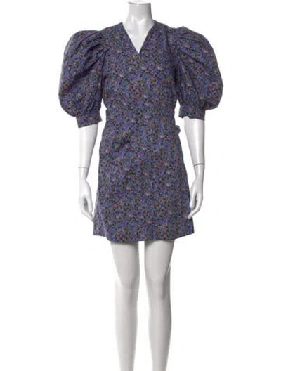 Pre-owned Hunter Floral Print Mini Dress In Blue
