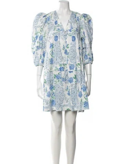 Pre-owned Hunter Floral Print Mini Dress In Blue