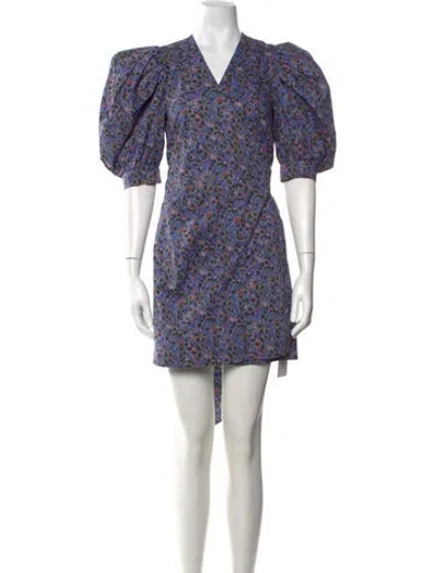 Pre-owned Hunter Floral Print Mini Dress In Blue