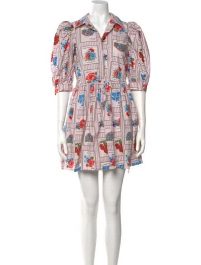 Pre-owned Hunter Floral Print Mini Dress In Blue