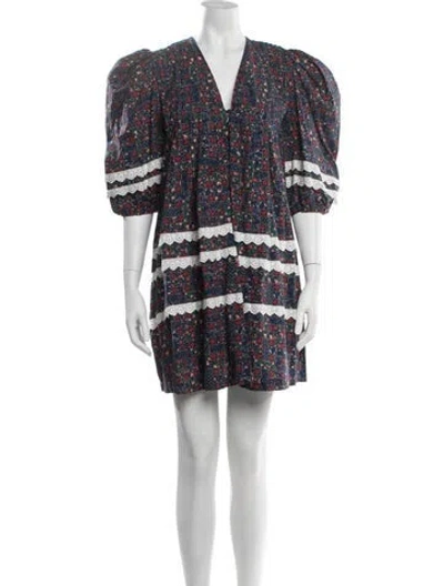 Pre-owned Hunter Floral Print Mini Dress In Blue/red