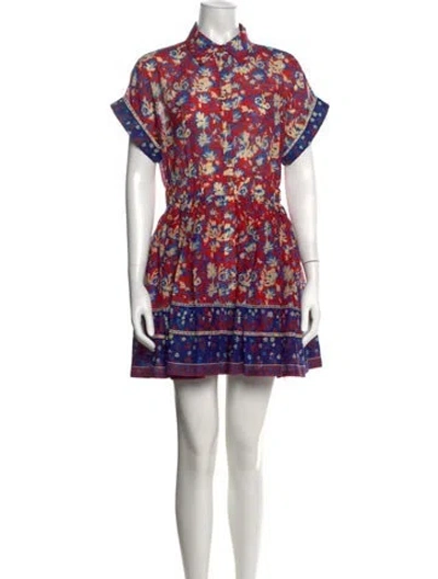 Pre-owned Hunter Floral Print Mini Dress In Blue/red
