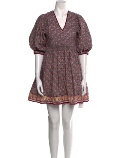Pre-owned Hunter Floral Print Mini Dress In Gray