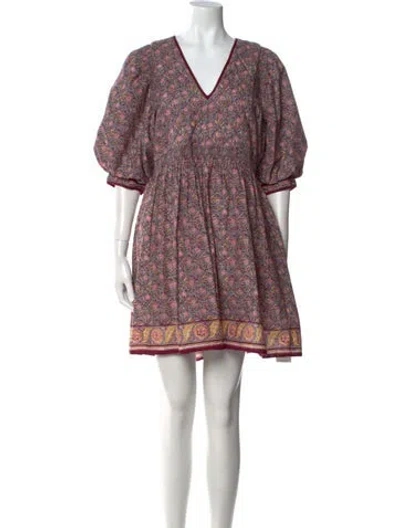 Pre-owned Hunter Floral Print Mini Dress In Gray