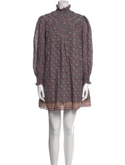 Pre-owned Hunter Floral Print Mini Dress In Gray