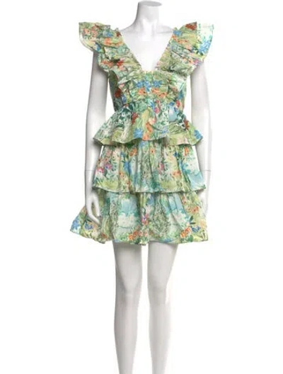 Pre-owned Hunter Floral Print Mini Dress In Green