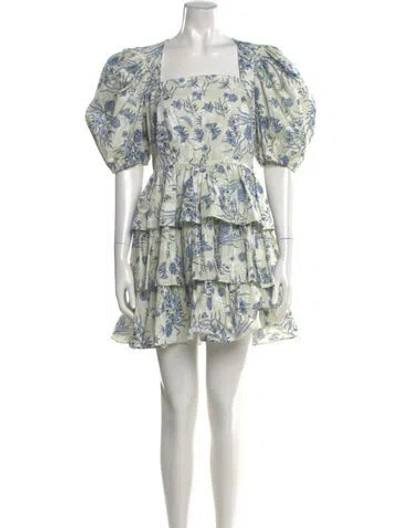 Pre-owned Hunter Floral Print Mini Dress In Green