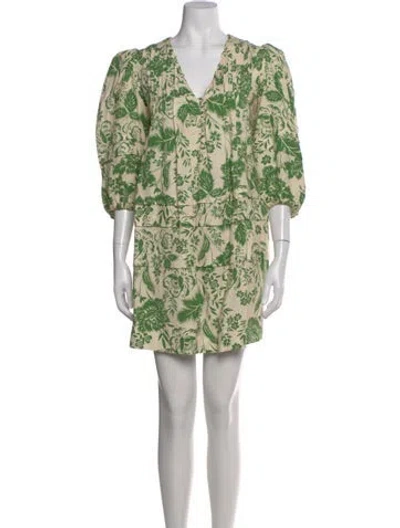 Pre-owned Hunter Floral Print Mini Dress In Green