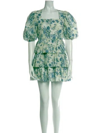 Pre-owned Hunter Floral Print Mini Dress In Green