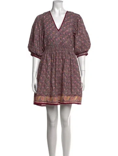 Pre-owned Hunter Floral Print Mini Dress In Grey